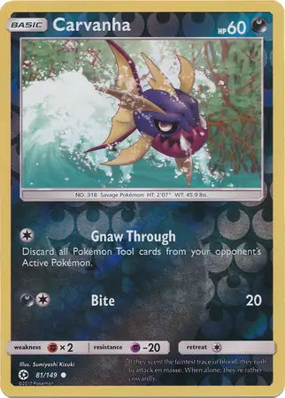 Sun & Moon Carvanha #81/149 reverse holo